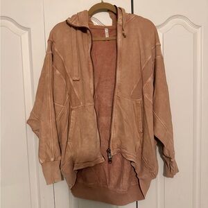 Free People Movement Light pink wash zip up with hood